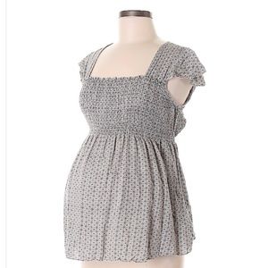 Patterned Tie Back Maternity Blouse -- Cap Sleeve